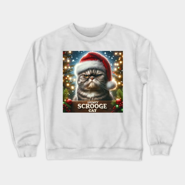 Grumpy  Scrooge Cat Crewneck Sweatshirt by TooplesArt